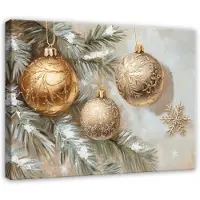 WALLARENA - Schilderij op canvas - 120x80 cm - Kerstboom met ballen - Geschikt voor slaapkamer en woonkamer