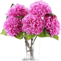 Hemo 5x Kunstmatige Hortensia Bloemen Real Touch – 50 cm – Licht Fuchsia – Levensechte Hydrangea Takken – Decoratie voor Woonkamer, Bruiloft & Kantoor