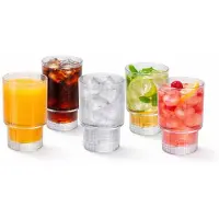 Glozini Geribbelde Longdrinkglazen - 215ml - Stapelbaar - 6 Stuks - Matcha Glazen - Latte Glazen - Cocktail Glazen