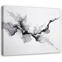 WALLARENA - Schilderij op canvas - 100x70 cm - marmer abstract aquarel grijs - Geschikt voor slaapkamer en woonkamer