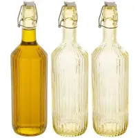 Secret De Gourmet Beugelfles / Weckfles - 3x - geel glas - luchtdicht - 1 liter - waterfles - 8 x 31 cm