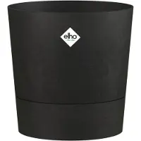 Elho Foss Rond 35cm - Bloempot voor Binnen - 100% Gerecycled Plastic - Ø 34.5 x H 34.1 - Living black