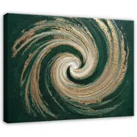 WALLARENA - Schilderij op canvas - 60x40 cm - abstract groen goud kunst - Geschikt voor slaapkamer en woonkamer