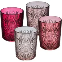 Secret De Gourmet Waterglazen / drinkglazen Ayla - 4x - transparant roze - 350 ml