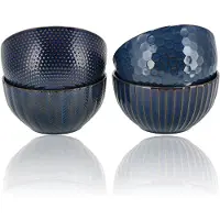 Discountershop Ramen Kommen Set 4 Stuks – 700 ml per Kom – Soepkommen Keramiek – Noodle Kom – Grote Soepkom voor Ramen, Noedels, Salade en Ontbijt – Blauw