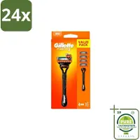 Gillette – Fusion5 – Scheersysteem Houder + 4 Mesjes - Voordeelverpakking - 24 stuks - Scheermes - Scheren