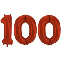 Folat Verjaardag Leeftijd folieballon - 100 jaar - rood - 86 cm - cijferballon groot