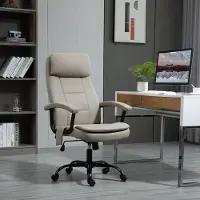 STILVORA Bureaustoel 63 X 70 X 112 121 Cm - Ergonomisch Met Trilmassage En Schommelfunctie - In Hoogte Verstelbaar - Polyester Beige