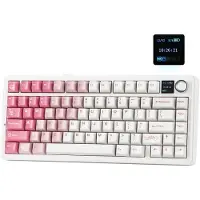 EPOMAKER x AULA F75 MAX - Roze / Wit - Mechanisch Draadloos Toetsenbord - RGB - 75% - QWERTY - Gaming Keyboard - Leobog Reaper Switch