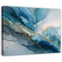 WALLARENA - Schilderij op canvas - 60x40 cm - marmer abstract glamour goud - Geschikt voor slaapkamer en woonkamer
