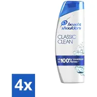 Head & shoulders 4 x - Shampoo - Classic Clean - Dagelijkse Reiniging & Gezond Haar - 400 ml - Anti-roos Shampoo - Dagelijkse Reiniging - Gezond Haar - Roosvrij Haar - Hoofdhuid Verzorging