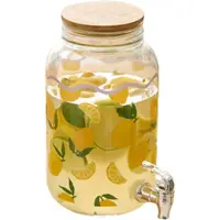 Secret De Gourmet Drankdispenser met kraantje - 4 liter - transparant glas - limonadetap - waterdispenser