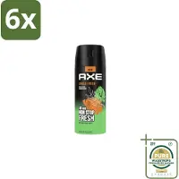 Axe Deodorant Bodyspray Jungle Fresh 150 ml - Voordeelverpakking - 6 stuks - Zinktechnologie - Palmbladeren geur