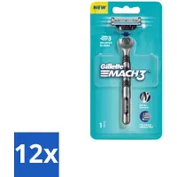 Gillette - Mach3 – Houder + 1 Mesje – 3-bladig - Voordeelverpakking - 12 stuks