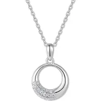 New Bling 9NB-1689 – Zilveren open ronde ketting – Met zirkonia – Zilverkleurig – 925 zilver – 40+5 cm
