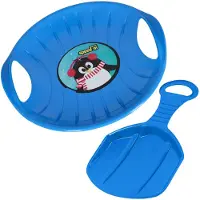 KOTARBAU KOTKOTARBAU 2-delige set "Popo" glijbaan voor kinderen, kunststof, diameter 60 cm. Geschikt voor het glijden in de sneeuw. Blauw