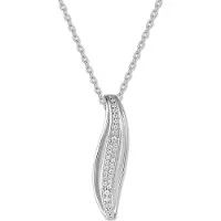 New Bling 9NB-1659 – Zilveren ketting met hanger - Blad – Met zirkonia – Zilverkleurig – 925 zilver – 40+5 cm