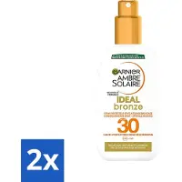 Garnier 2 x - Ambre Solaire - Ideal Bronze - Zonnebrandspray - SPF 30 - 200 ml - Zonbescherming - Bruin - Zonnebrand - SPF 30 - Huidverzorging