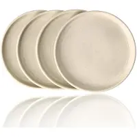 Discountershop Ontbijtborden Set van 4 – Ø20 cm – Keramische Gebaksbordjes – Ronde Dessertborden – Crème – Gladde Afwerking