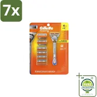 Gillette 7 x - Fusion5 – Houder + 6 Mesjes - Grootverpakking - Scheermesjes - Glad Scheeren - Comfortabel Scheeren - Huidbescherming - Precisietrimmer