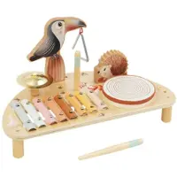 EliNeli Beebie Babbels - Muziektafel – Muziek Speelgoed - Houten Speelgoed - Speelgoedinstrumenten - Muziekspeelgoed 1 jaar - Met Xylofoon, Triangel en Trommel