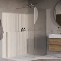 Brauer Oblivion Flow Inloopdouche 100x200cm Ribbelglas Met Zijwand 30cm - Chroom - Veiligheidsglas - Douche, Douchewanden, Inloopdouche, Vaste Wand Met Zijwand - 8721357901049