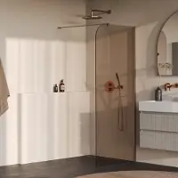 Brauer Orion inloopdouche brons glas 100x200 incl. glascoating Geborsteld Koper PVD