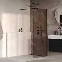 Brauer Orion Inloopdouche 100x200cm Afgerond - Brons Glas - Mat Zwart - Veiligheidsglas - Douche, Douchewanden, Inloopdouche, Vaste Wand - 8721357901520