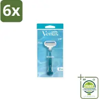Gillette venus Gillette - Venus Smooth – Rondingvolgende Mesjes – Handvat + 2 Navulmesjes - Voordeelverpakking - 6 stuks - Scheermesje vrouw - Huidbescherming