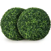 KOMFOTTEU 2 stuks kunstballen, 48 cm, planten in realistische imitatie, decoratieve PE-bollen voor binnen en buiten, ideaal voor veranda, balkon, tuin en bruiloft (groen)