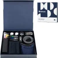Costway Complete golfcadeauset, golfaccessoireset met 3 golfballen, thee, handdoek, riem, golfmuts, pitchvork, balmarker en stoffen tas, golfaccessoirekits golfcadeau in geschenkdoos