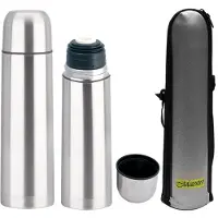 Maestro Thermos geïsoleerde fles met drinkbeker en draagtas voor warme of koude dranken (750ml)