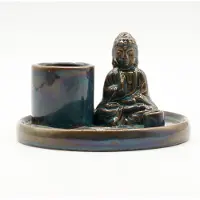 Ancient Wisdom Multifunctioneel Boeddha wierookplaatje - Keramiek Blauw