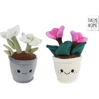 Take Me Home pluche plant knuffel kerstroos 24cm wit multicolor.
