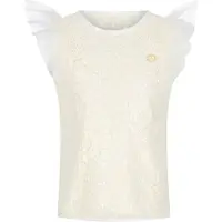 Le Chic T-shirt wit gehaakt Meisjes Katoen Ronde hals Effen - maat 98 - pailletten