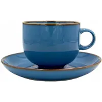 Alumina Merkloos Rustieke Blauwe Mok met Schotel - 250 ml