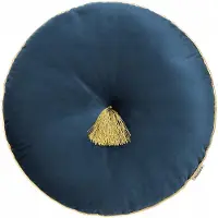 Room99 Allure Ronde Decoratieve Sierkussen - Navy Blauw Velours