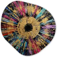 MuchoWow Organische wanddecoratie 60x60 cm - Organisch schilderij Explosie - Goud - Kleurrijk - Abstract - Muurdecoratie woonkamer - Kamer decoratie - Schilderijen - Muurcirkel aesthetic