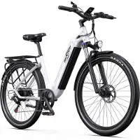 ONESPORT OT05 Elektrische Stadsfiets – Uitneembare 655Wh Accu – Tot 110 km Bereik – 27,5" – Shimano 7-Speed – Hydraulische Remmen – Wit