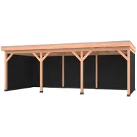 Westwood Douglas overkapping, 750 x 350, met zwarte achterwand en twee zijwanden, Comfort Plus