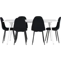 Ebuy24 Silar eethoek tafel 90x180cm en 6 velours stoelen wit.