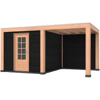 Westwood Douglas overkapping, 500 x 300, met zwarte schuur en achterwand, Modern Plus