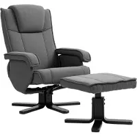 Merax Relaxfauteuil Met Voetenbank - 360° Draaibaar - Verstelbare Rugleuning Tot 135° - Schommelfunctie - Hoofdsteun - Donkergrijs