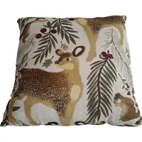 Mica Decorations Mica Hert-print Sierkussen 45x45 cm – Beige – Decoratiekussen