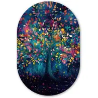 MuchoWow Muurovaal 40x60 cm - Ovale wanddecoratie Kleurrijk - Boom - Magisch - Abstract - Ovalen schilderij - Muurdecoratie woonkamer - Kamer decoratie - Schilderijen - Wandcirkel