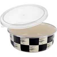 Orion Geëmailleerde kom met deksel, schaakbordpatroon, 17 cm, 1 l