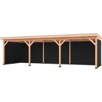 Westwood Douglas overkapping, 900 x 300, met zwarte achterwand en twee zijwanden, Comfort Plus