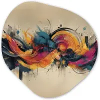MuchoWow Organische wanddecoratie 90x90 cm - Organisch schilderij Explosie - Kleurrijk - Vormen - Abstract - Muurdecoratie woonkamer - Kamer decoratie - Schilderijen - Muurcirkel aesthetic