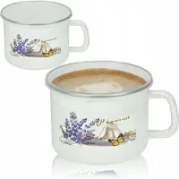 COSY&TRENDY Merkloos Emalieren Mok met Deksel - 1000ml - Wit