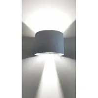 Trango IP44 Up & Down Wandspot 3035T in Zilver Rond incl. 1x 7 Watt 4000K Neutraal Witte LED Module *FLEX* met Instelbare Stralingshoek - Binnen & Buiten Armatuur, Buiten Spotlight, Wandlamp